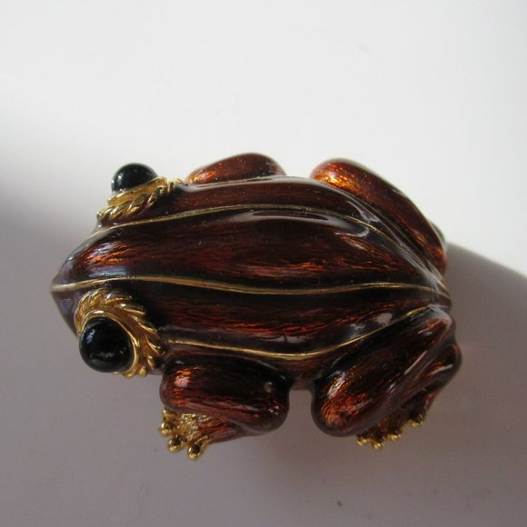 Vintage Ciner Brown Enamel Frog Toad Pin Brooch Jewelry - Picture 2 of 9